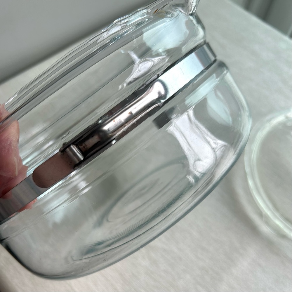 PYREX FLAMEWARE 1 1/2 Qt. clear glass/stainless saucepan with lid ⭐️⭐️⭐️ - Picture 3 of 8